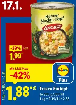Lidl Erasco hühner nudel-topf Angebot