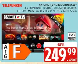 Marktkauf Telefunken 4k-uhd-tv d43u980b2cw Angebot