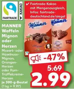 Kaufland MANNER Waffeln Mignon oder Herzen Angebot