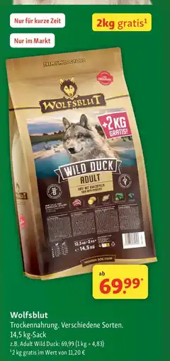 Fressnapf Wolfsblut Trockennahrung. Angebot