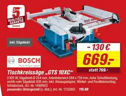toom Baumarkt BOSCH Tischkreissäge „,GTS 10XC" Angebot