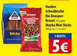Famila Nord Ost Huober Schwäbische Bio Knusper-Brezel oder Mayka Mini Sticks Angebot