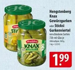 Famila Nord Ost Hengstenberg Knax Gewürzgurken oder Sticks Gurkenviertel Angebot