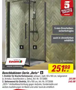 toom Baumarkt Duschkabinen-Serie „Beta" Angebot