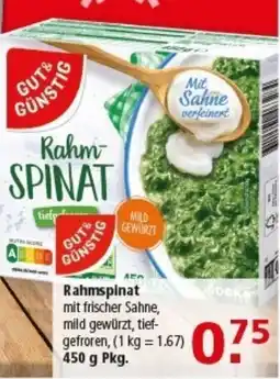 Multi Markt GUT& GÜNSTIG Rahmspinat Angebot