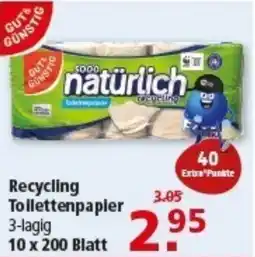 Multi Markt GUT& GÜNSTIG Recycling Toilettenpapier 3-lagig 10 x 200 Blatt Angebot