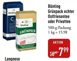 Galeria Markthalle Bünting Grünpack echter Ostfriesentee oder Privattee Angebot