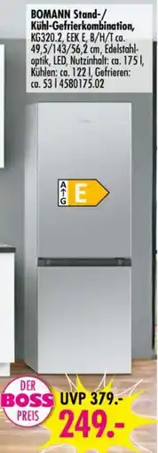 Möbel Boss BOMANN Stand-/ Kühl-Gefrierkombination Angebot