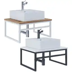 Netto Marken-Discount VCM 2-tlg. Waschplatz Waschtisch Badmöbel Set Waschbecken Holz Metall Industrial Style Bitila 60 Angebot