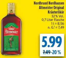 diska Nordbrand Nordhausen Altmeister Original Kräuterlikör Angebot