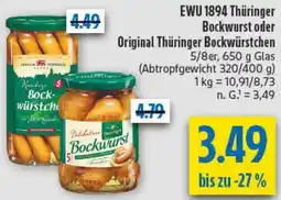 diska EWU 1894 Thüringer Bockwurst oder Original Thüringer Bockwürstchen Angebot