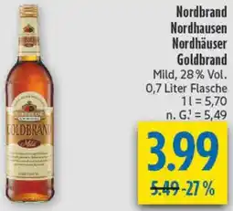 diska Nordbrand Nordhausen Nordhäuser Goldbrand Angebot