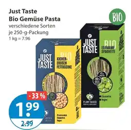 V Markt Just taste bio gemüse pasta kichererbsen fettuccine Angebot