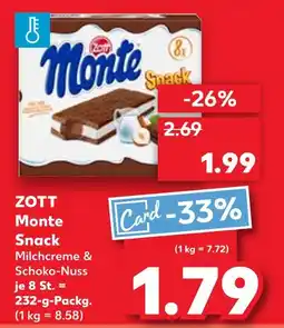 Kaufland Zott monte snack milchcreme & schoko-nuss Angebot