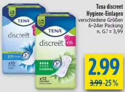 diska Tena discreet Hygiene-Einlagen Angebot