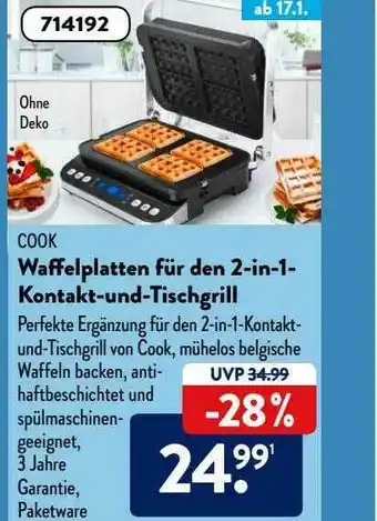 Aldi Süd Cook Waffelplatten Für Den 2-in-1-kontakt-und Tischgrill Angebot