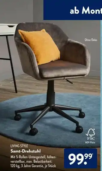Aldi Süd Living Style Samt-drehstuhl Angebot