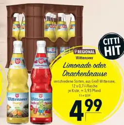 CITTI Markt Wittenseer Limonade oder Drachenbrause Angebot