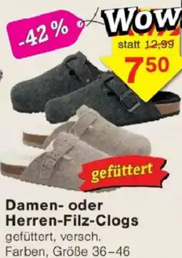 Jawoll Damen- oder Herren-Filz-Clogs Angebot