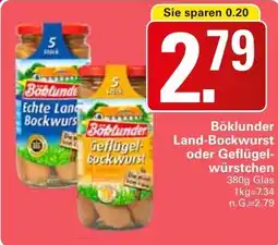 WEZ Böklunder Land-Bockwurst oder Geflügelwürstchen Angebot