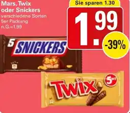 WEZ Mars, Twix oder Snickers Angebot