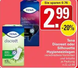 WEZ Tena Discreet oder Silhouette Hygieneeinlagen Angebot