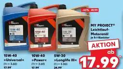 Kaufland MY PROJECT Leichtlauf- Motorenöl 15W-40 Angebot