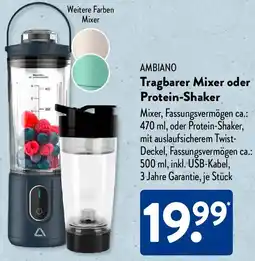 Aldi Süd AMBIANO Tragbarer Mixer oder Protein-Shaker Angebot