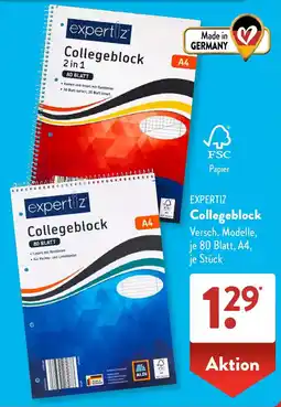 Aldi Süd EXPERTIZ Collegeblock Angebot