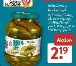 Aldi Süd ALPEN SCHMAUS Gurkentopf Angebot