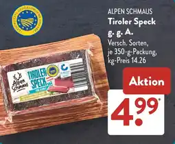 Aldi Süd ALPEN SCHMAUS Tiroler Speck g.g. A. Angebot