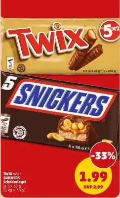 PENNY TWIX oder SNICKERS Schokoriegel Angebot
