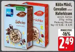 Edeka Kölln Müsli, Cerealien oder Haferkissen Angebot