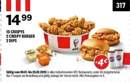 KFC 10 CRISPYS 2 CRISPY BURGER 2 DIPS Angebot