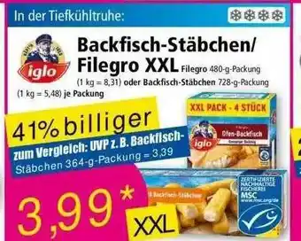 Norma Iglo Backfisch-stäbchen Oder Filegro XXL Angebot