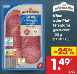 Netto Marken-Discount Hofmaier Käse oder Pfeffersalami Angebot