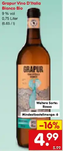 Netto Marken-Discount Grapur Vino D'Italia Bianco Bio Angebot
