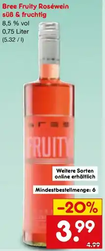 Netto Marken-Discount Bree Fruity Roséwein süß & fruchtig Angebot