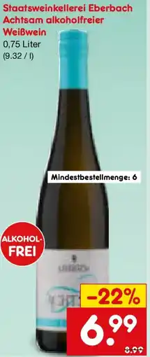 Netto Marken-Discount Staatsweinkellerei Eberbach Achtsam alkoholfreier Weißwein Angebot