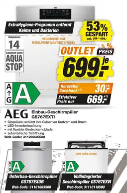 expert Techno Land AEG Einbau-Geschirrspüler GS767EXTI Angebot