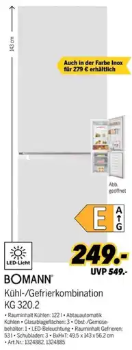 MEDIMAX BOMANN Kühl-/Gefrierkombination KG 320.2 Angebot