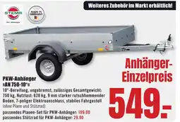 B1 Discount Baumarkt PKW-Anhänger >>AN 750-10"<< Angebot