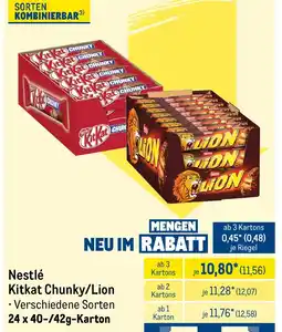 METRO Nestlé Kitkat Chunky/Lion Angebot