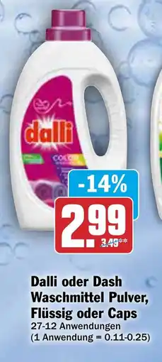 AEZ Dalli oder Dash Waschmittel Pulver, Flüssig oder Caps Angebot