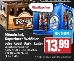 AEZ Mönchshof, Kapuziner Weißbier oder Kozel Dark, Lager Angebot