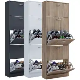 Netto Marken-Discount VCM Holz Schuhschrank Maße: H. 170 x B. 59 x T. 22 cm 5 Klappen - Sipos XL Angebot