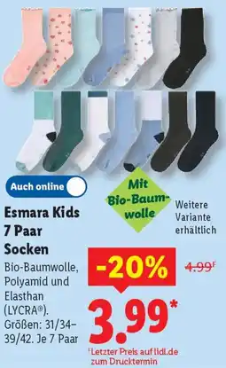 Lidl Esmara Kids 7 Paar Socken Angebot