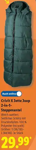 Lidl Crivit X Jette Joop 2-in-1 Steppmantel Angebot