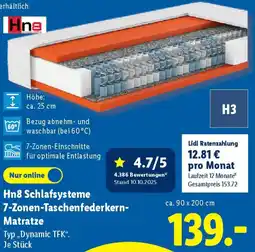 Lidl Hn8 Schlafsysteme 7-Zonen-Taschenfederkern Matratze Angebot
