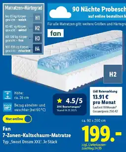 Lidl Fan 7-Zonen-Kaltschaum-Matratze Angebot
